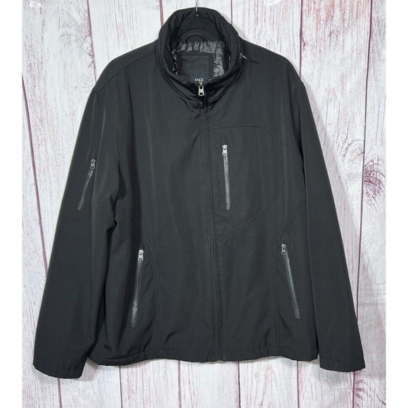 Tahari Men’s Softshell Casual Jacket Hooded Black Zipped Pockets Size L - Picture 1 of 8